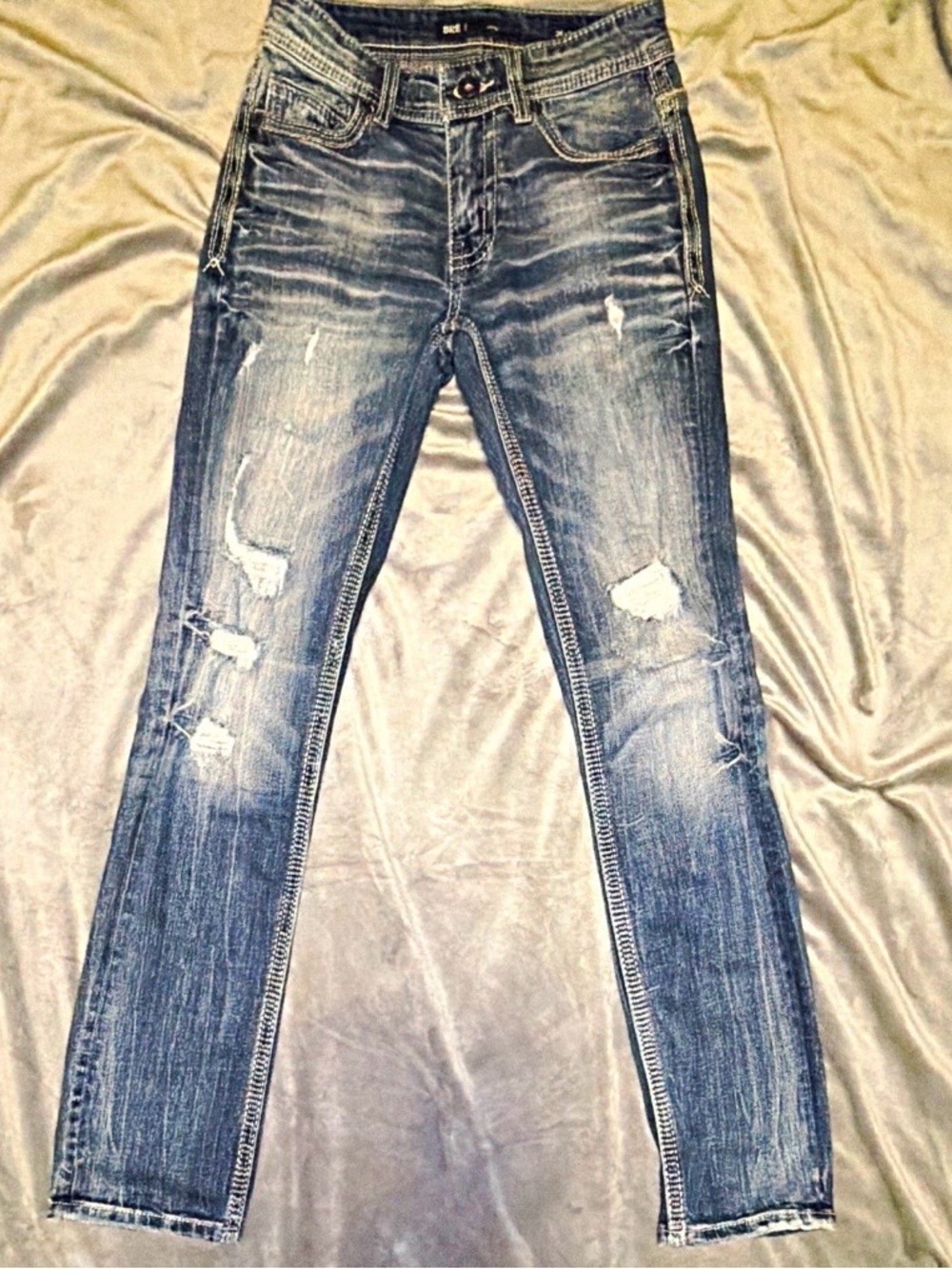 BKE Men's Distressed Blue Skinny Jeans